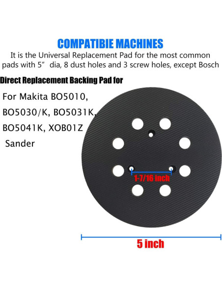 Pad de Lijado 12.7 cm Toromp para Makita BO5010 y más