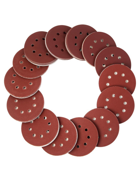 KENDO Discos de Lijado 150 Piezas 125 mm 8 Agujeros Granos Variados KENDO Discos de Lijado 150 Piezas 125 mm 8 Agujeros Granos Variados