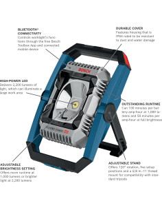 Luz de Inundación LED Bosch 18V 2200 Lúmenes Bluetooth 2
