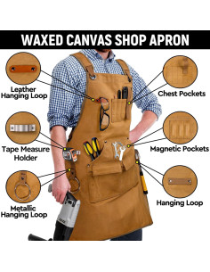 Delantal de Carpintería UUP Caqui 9 Bolsillos Ajustable 2