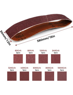 Cintas de Lijado OUYANG 10 Piezas 3,05 x 38,1 cm Granos Variados 2