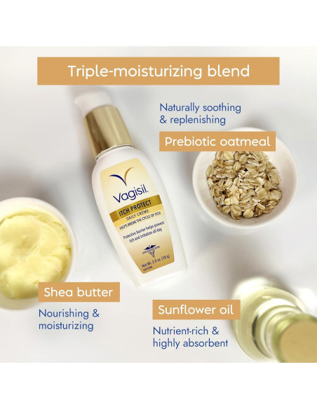 Crema Diaria Vagisil Itch Protect 56.7 g - Hidratante Íntimo Sin Fragancia