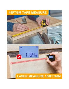 Cinta Métrica Láser GPTarcer 40M 2-en-1 con Pantalla LCD 2