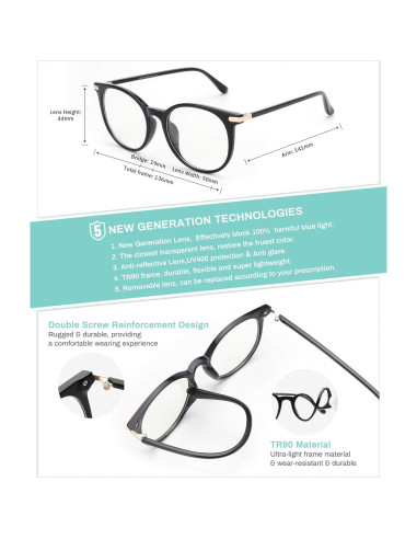 Gafas anti luz azul Gaoye GY1688 marco retro redondo