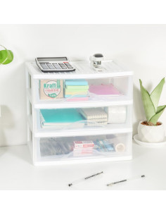 Organizador de Cajones BYCY 3 Cajones Plástico Blanco 2