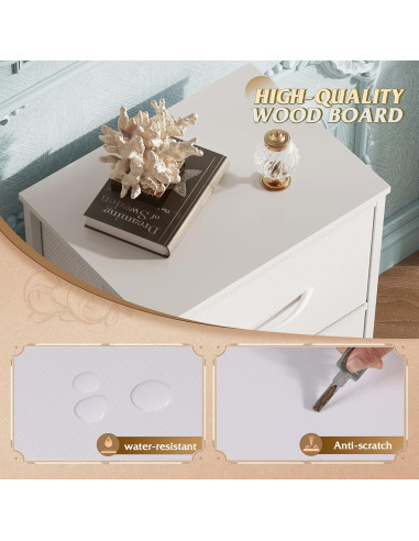 Cajonera WLIVE 3 Cajones con Ruedas, Blanco, 39.88x29.97x74.93 cm