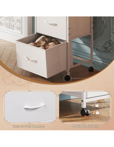 Cajonera WLIVE 3 Cajones con Ruedas, Blanco, 39.88x29.97x74.93 cm