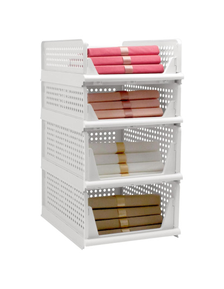 Cestas de Almacenamiento Apilables Goderewild 4 Piezas Blancas