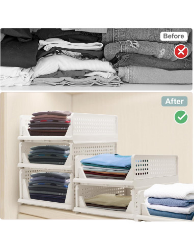 Cestas de Almacenamiento Apilables Goderewild 4 Piezas Blancas