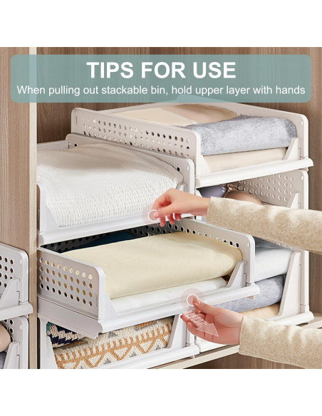 Cestas de Almacenamiento Apilables Goderewild 4 Piezas Blancas