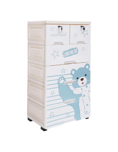 Cómoda de Plástico Gagalayong 6 Cajones Oso Polar 50x35x102cm