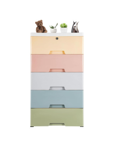 Armario de Plástico SAHUANIYE 5 Cajones Colorido 80cm
