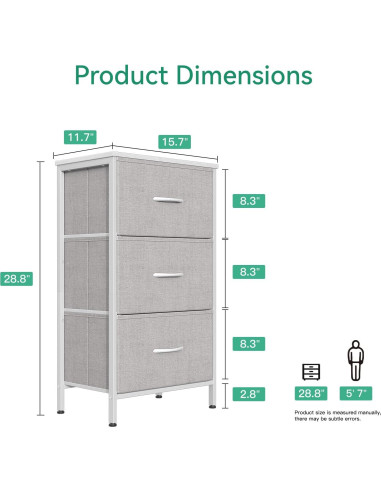Cajonera AODK 3 Cajones Gris Claro para Dormitorio y Sala