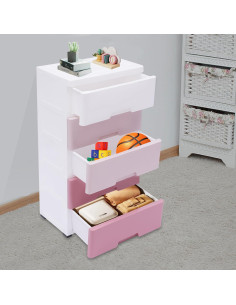 Cajonera de Plástico Rurazong 5 Cajones Rosa Gradiente 2
