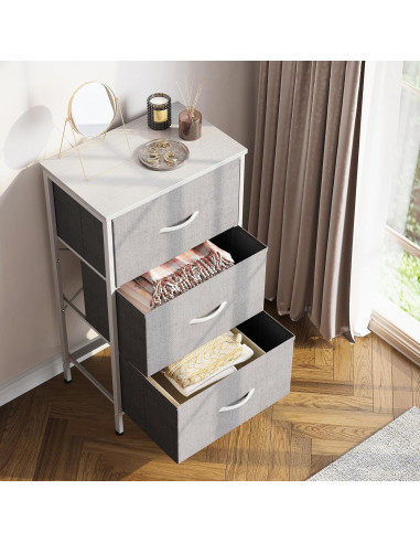 Cajonera AODK 3 Cajones Gris Claro para Dormitorio y Sala