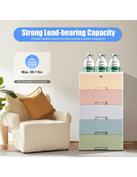 Armario de Plástico SAHUANIYE 5 Cajones Colorido 80cm