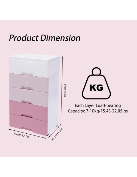 Organizador de Ropa CHALIGHT 5 Cajones Rosa para Bebés Organizador de Ropa CHALIGHT 5 Cajones Rosa para Bebés