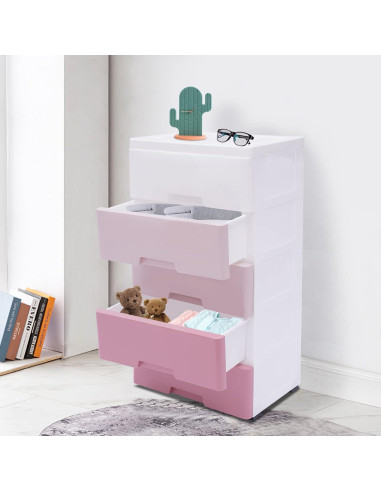 Organizador de Ropa CHALIGHT 5 Cajones Rosa para Bebés
