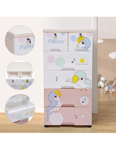 Armario de Almacenamiento Yaminie 6 Cajones Multicolor