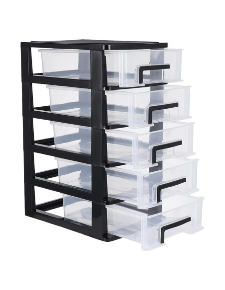 Gabinete de Almacenamiento Tofficu 5 Cajones Plástico Negro