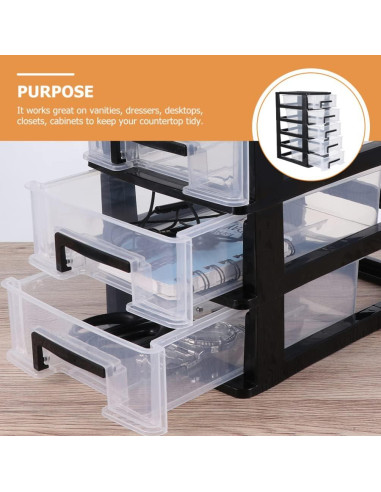 Gabinete de Almacenamiento Tofficu 5 Cajones Plástico Negro