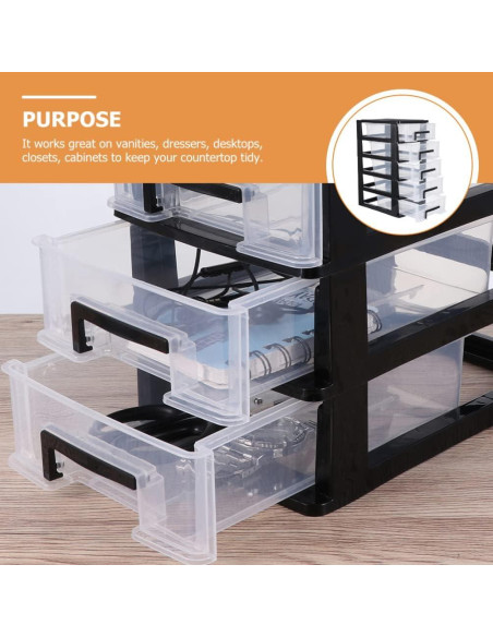 Gabinete de Almacenamiento Tofficu 5 Cajones Plástico Negro