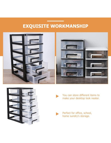 Gabinete de Almacenamiento Tofficu 5 Cajones Plástico Negro