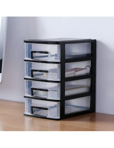 Gabinete de Almacenamiento Tofficu 5 Cajones Plástico Negro