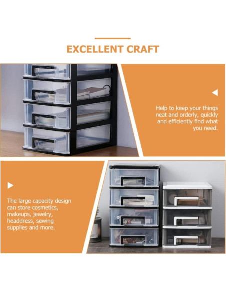 Gabinete de Almacenamiento Tofficu 5 Cajones Plástico Negro