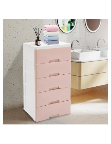 Armario de Almacenamiento TrueyEssence 5 Cajones Rosa