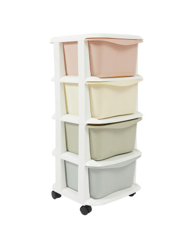Cajones de Plástico Eapmic 4 Niveles Multicolor con Ruedas