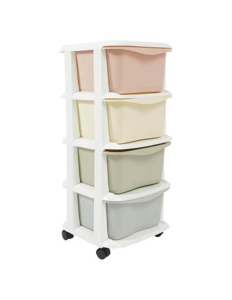 Cajones de Plástico Eapmic 4 Niveles Multicolor con Ruedas