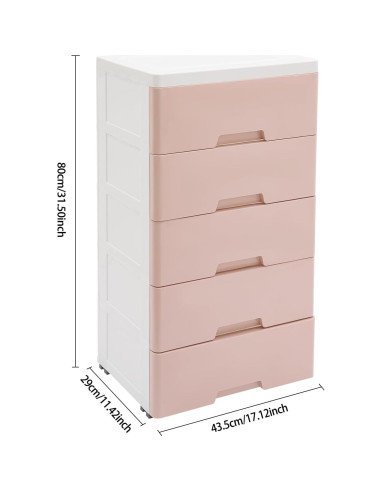 Armario de Almacenamiento TrueyEssence 5 Cajones Rosa