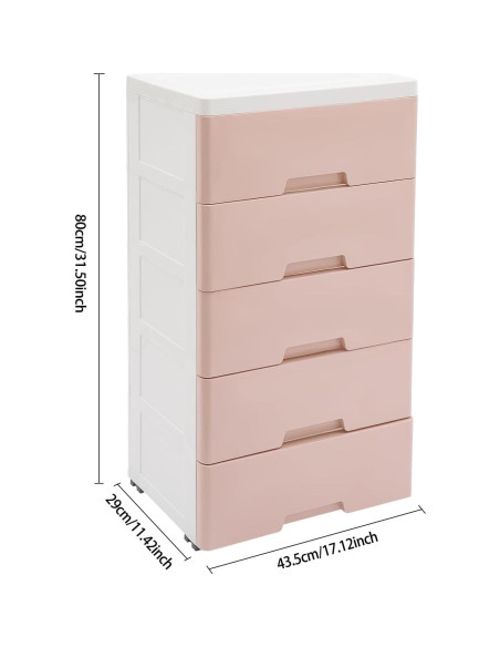 Armario de Almacenamiento TrueyEssence 5 Cajones Rosa
