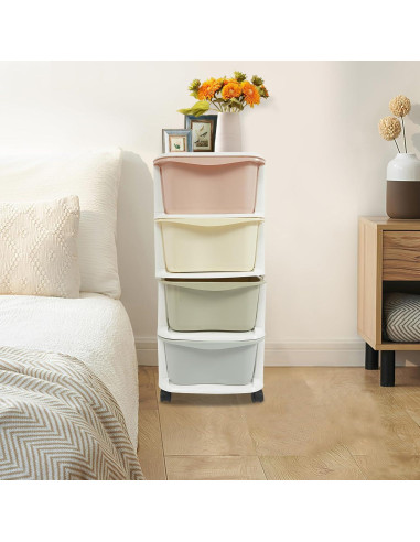 Cajones de Plástico Eapmic 4 Niveles Multicolor con Ruedas