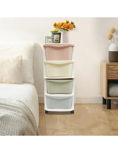 Cajones de Plástico Eapmic 4 Niveles Multicolor con Ruedas