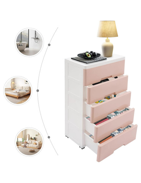 Armario de Almacenamiento TrueyEssence 5 Cajones Rosa