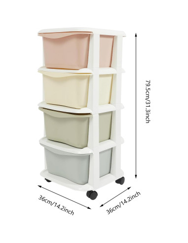 Cajones de Plástico Eapmic 4 Niveles Multicolor con Ruedas