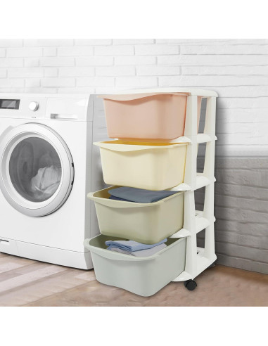 Cajones de Plástico Eapmic 4 Niveles Multicolor con Ruedas
