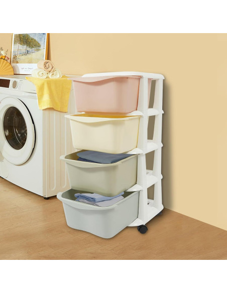 Cajones de Plástico Eapmic 4 Niveles Multicolor con Ruedas