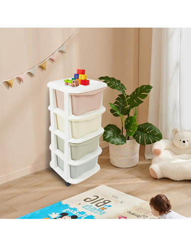 Cajones de Plástico Eapmic 4 Niveles Multicolor con Ruedas