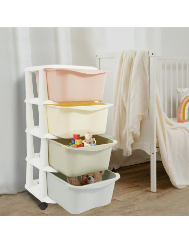 Cajones de Plástico Eapmic 4 Niveles Multicolor con Ruedas