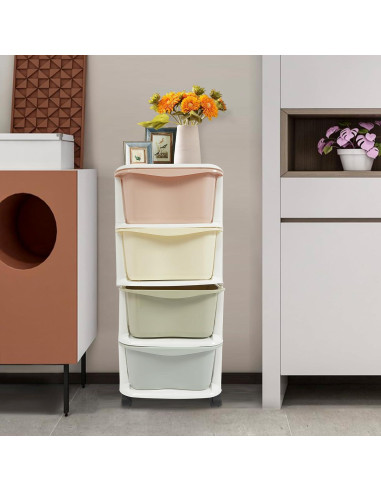 Cajones de Plástico Eapmic 4 Niveles Multicolor con Ruedas