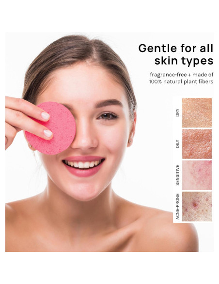 Esponjas Faciales Comprimidas AOA 50 Cuentas Rosa 100% Natural