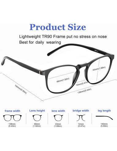 Gafas bloqueadoras de luz azul unisex TR90 - 2 paquetes