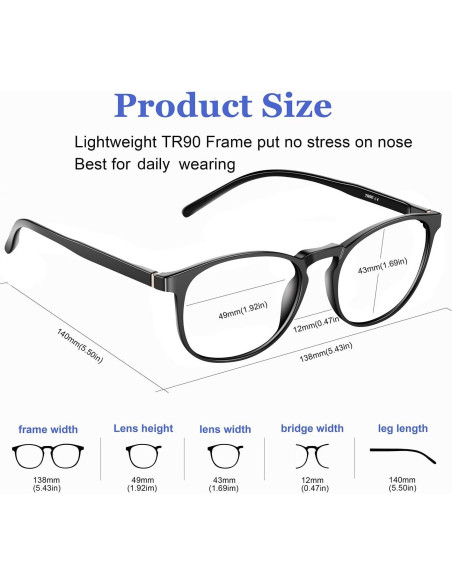 Gafas bloqueadoras de luz azul unisex TR90 - 2 paquetes