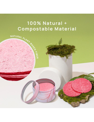 Esponjas Faciales Comprimidas AOA 50 Cuentas Rosa 100% Natural