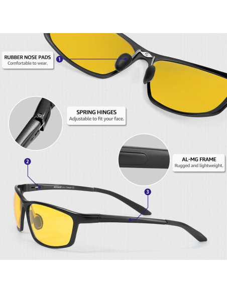 Gafas de Conducción Nocturna Myiaur - Lentes Amarillos Polarizados