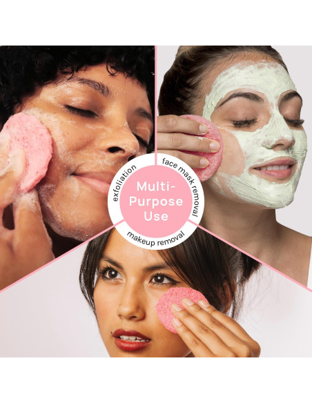 Esponjas Faciales Comprimidas AOA 50 Cuentas Rosa 100% Natural