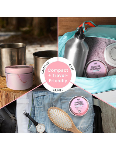 Esponjas Faciales Comprimidas AOA 50 Cuentas Rosa 100% Natural